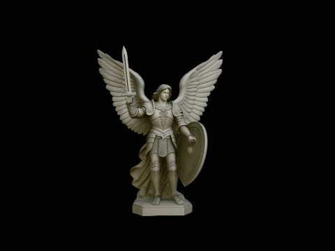 Archangel Michael Warrior Statue Design 6 - 3D Print Model Modèles 3D en vedette