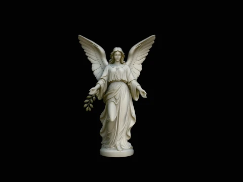 Angel with Olive Branch Statue Design 2 - 3D Print Model 3D Print Model