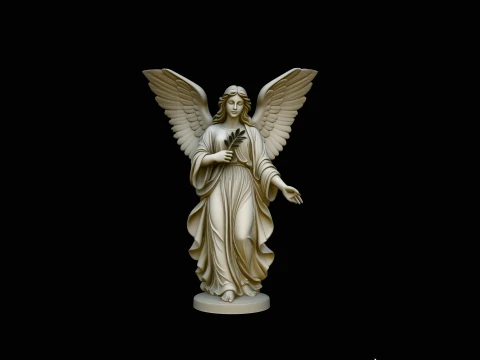 Angel with Olive Branch Statue Design 3 - 3D Print Model 3D Print Model
