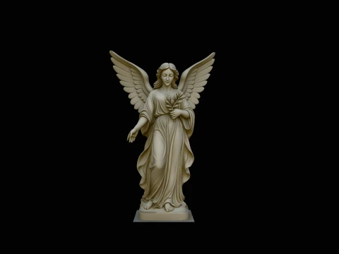 Angel with Olive Branch Statue Design 4 - 3D Print Model 3D Print Model
