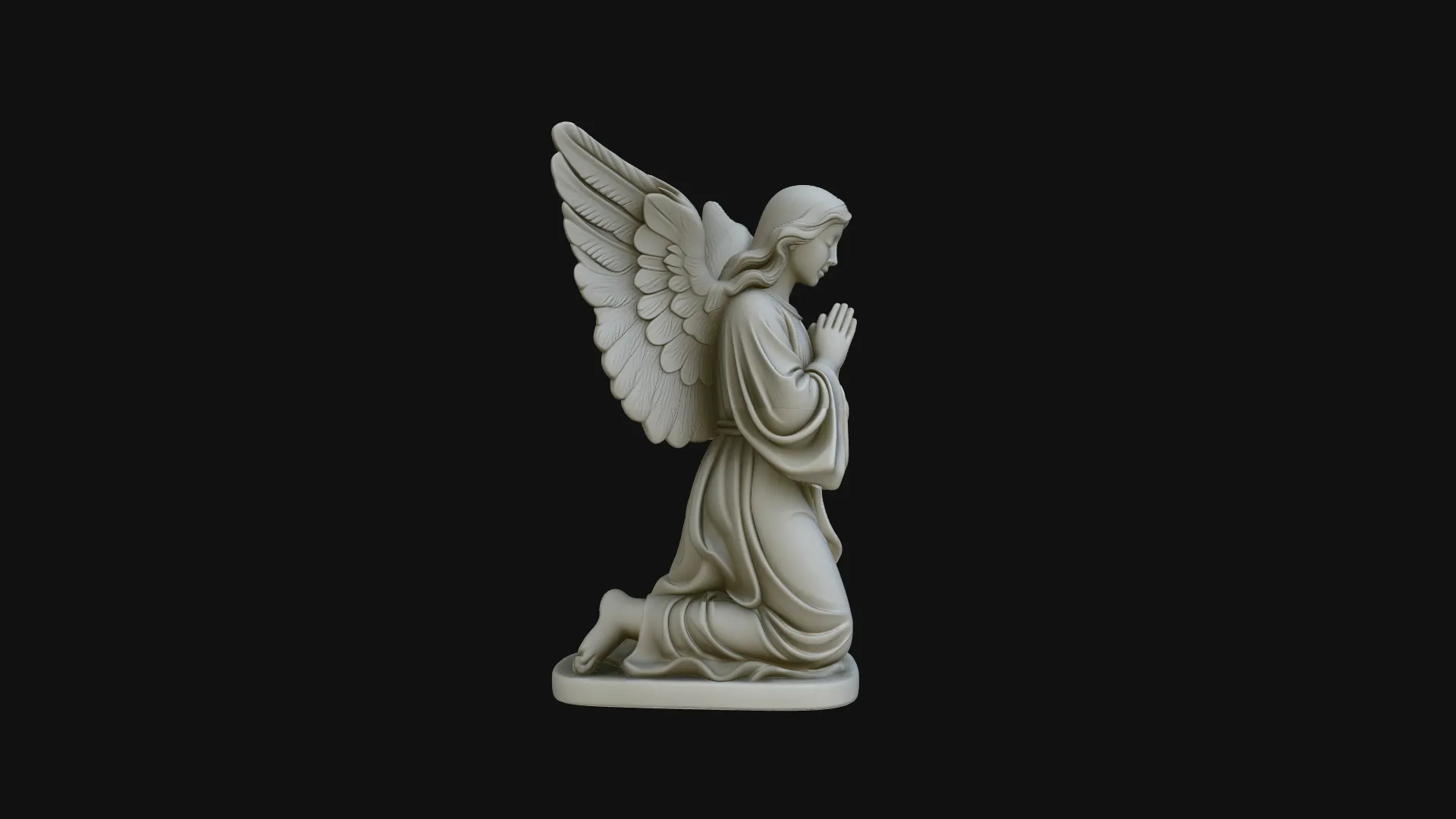 Kneeling Praying Angel Statue Design 1 - 3D Print Model 3D Print Model .c4d .max .obj .3ds .fbx .stl .blend 
