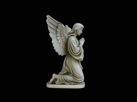 Kneeling Praying Angel Statue Design 1 - 3D Print Model 3D Print Model