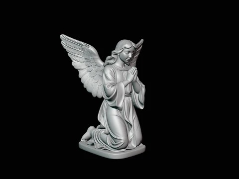 Kneeling Praying Angel Statue Design 1 - 3D Print Model 3D Print Model