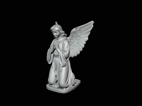 Kneeling Praying Angel Statue Design 1 - 3D Print Model 3D Print Model