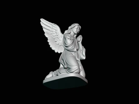 Kneeling Praying Angel Statue Design 1 - 3D Print Model 3D Print Model