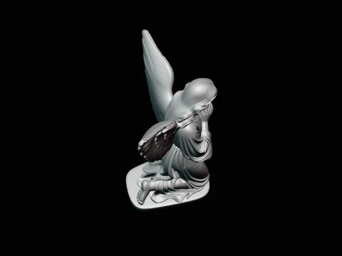Kneeling Praying Angel Statue Design 1 - 3D Print Model 3D Print Model