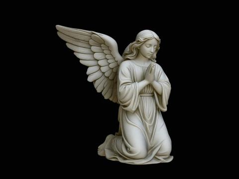 Kneeling Praying Angel Statue Design 2 - 3D Print Model 3D Print Model