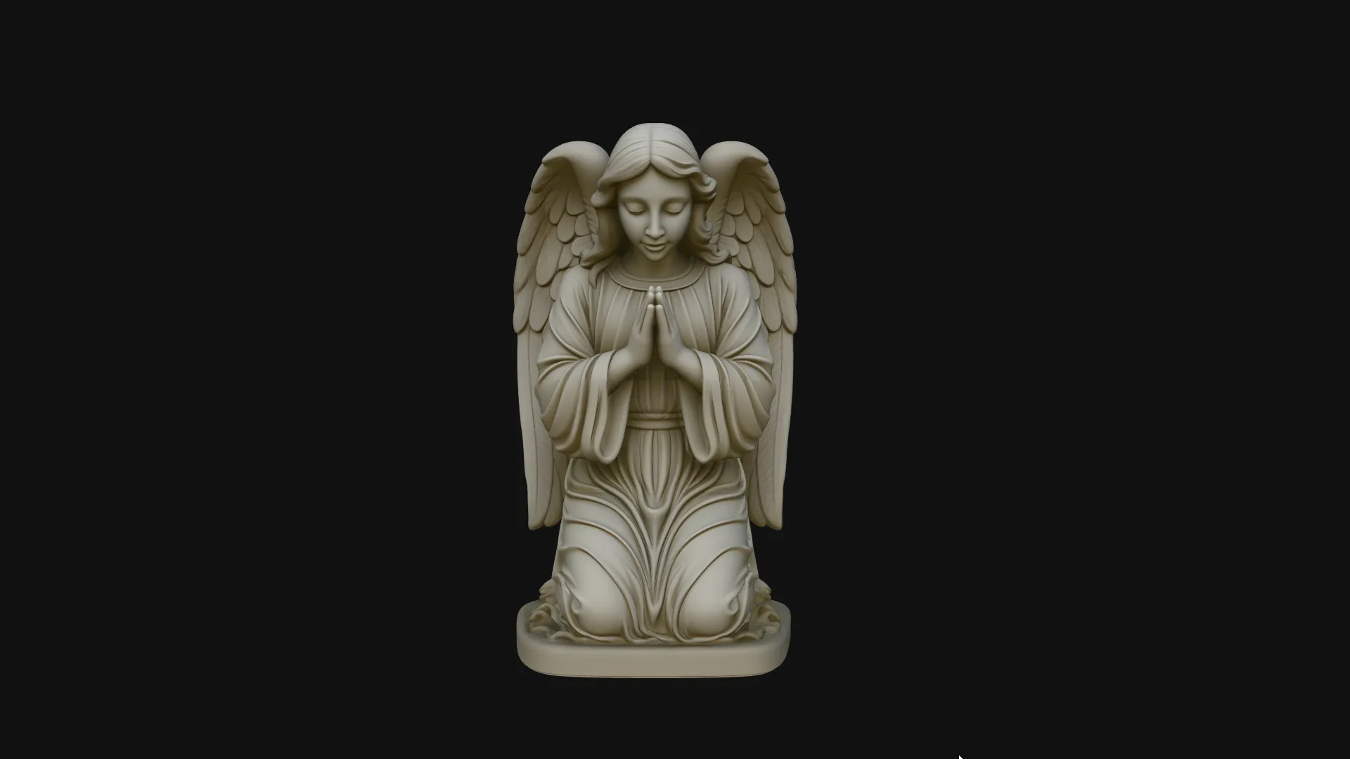 Kneeling Praying Angel Statue Design 3 - 3D Print Model 3D Print Model .c4d .max .obj .3ds .fbx .stl .blend 