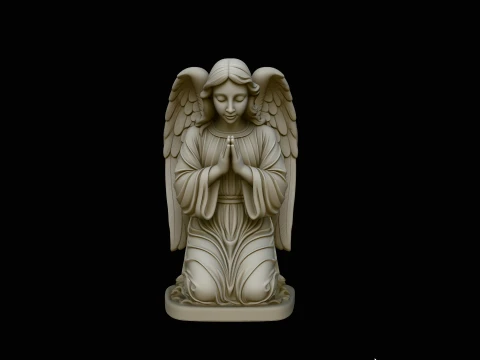 Kneeling Praying Angel Statue Design 3 - 3D Print Model 3D Print Model