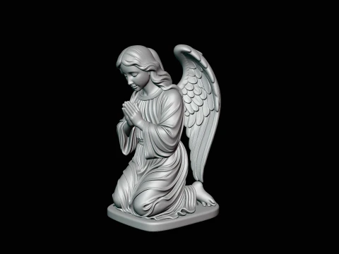 Kneeling Praying Angel Statue Design 3 - 3D Print Model 3D Print Model