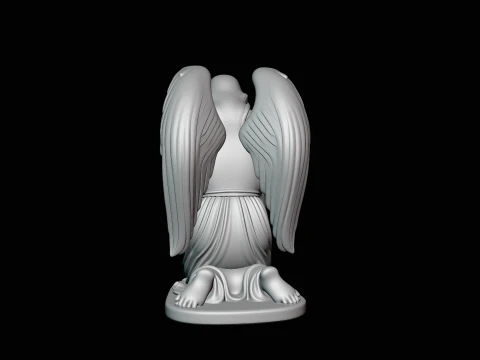 Kneeling Praying Angel Statue Design 3 - 3D Print Model 3D Print Model