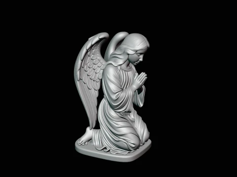 Kneeling Praying Angel Statue Design 3 - 3D Print Model 3D Print Model