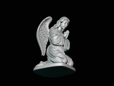 Kneeling Praying Angel Statue Design 3 - 3D Print Model 3D Print Model