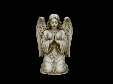 Kneeling Praying Angel Statue Design 4 - 3D Print Model 3D Print Model