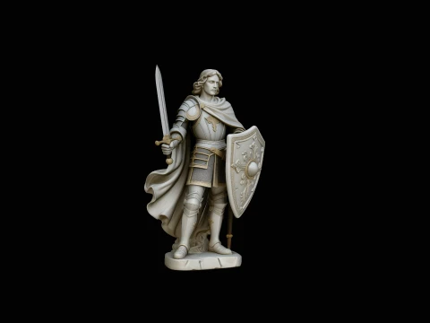 Warrior Saint Knight Statue Design 1 - 3D Print Model 3D 프린트 모델