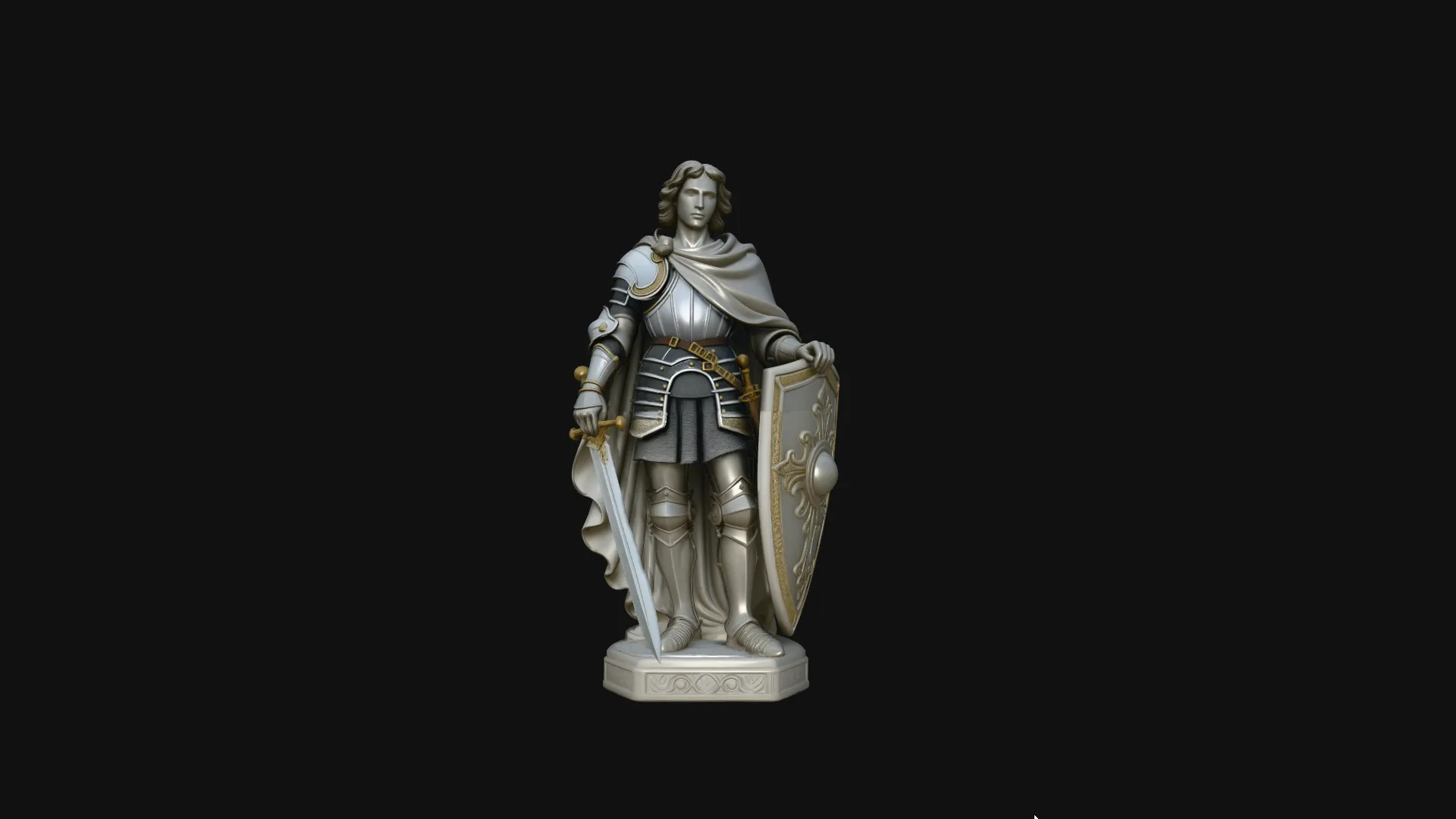 Warrior Saint Knight Statue Design 3 - 3D Print Model 3D Print Model .c4d .max .obj .3ds .fbx .stl .blend