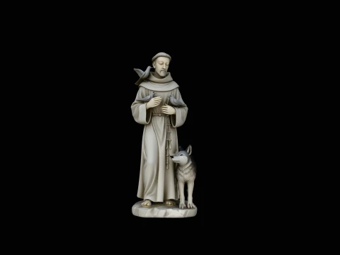 Saint Francis with Wolf Statue Design 1 - 3D Print Model 3Dプリントモデル