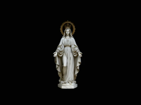 Crowned Madonna Statue Design 1 - 3D Print Model 3D Print Model
