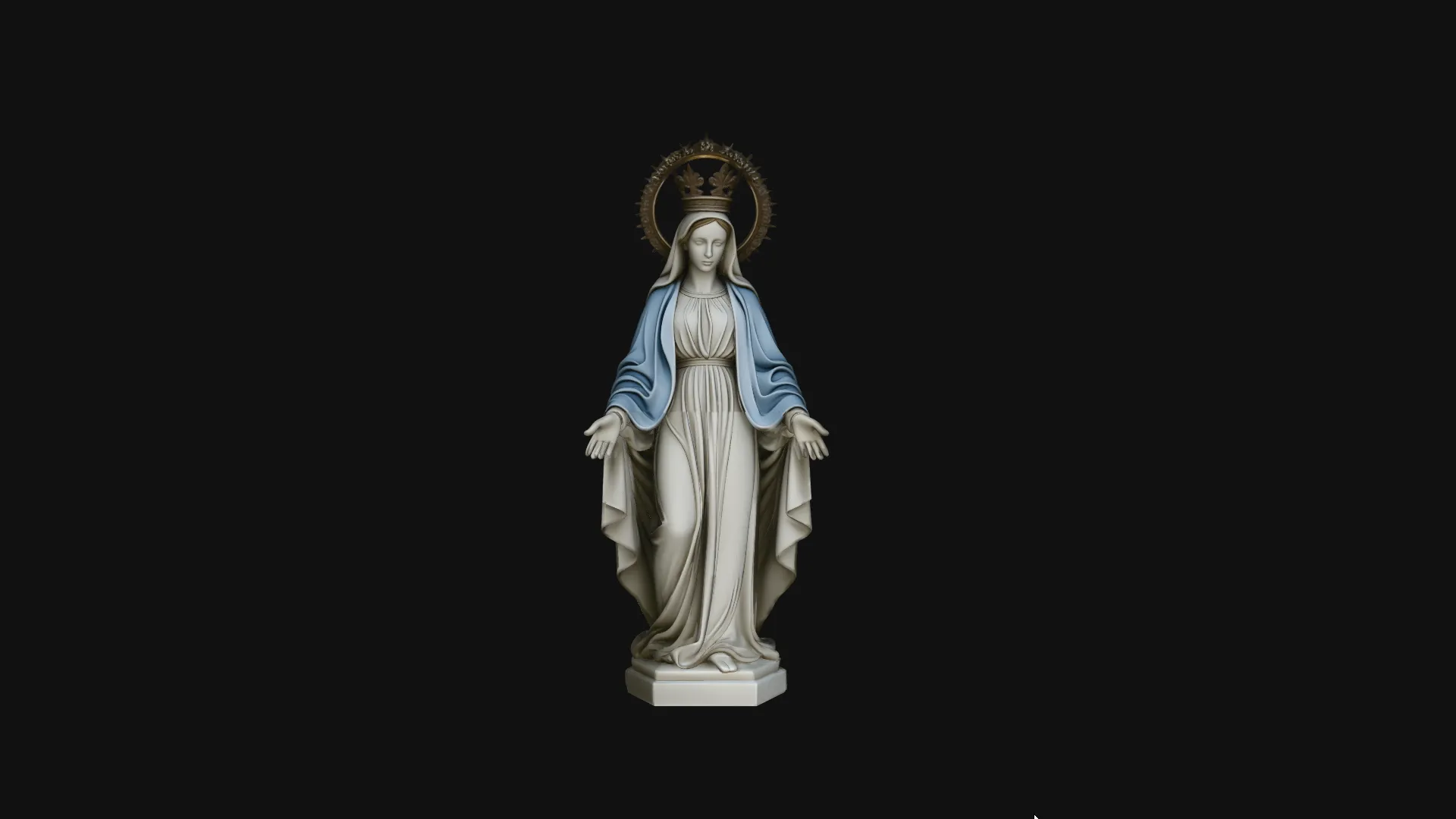 Crowned Madonna Statue Design 3 - 3D Print Model 3D Print Model .c4d .max .obj .3ds .fbx .stl .blend 