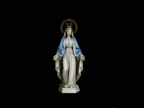 Crowned Madonna Statue Design 3 - 3D Print Model 3D Print Model
