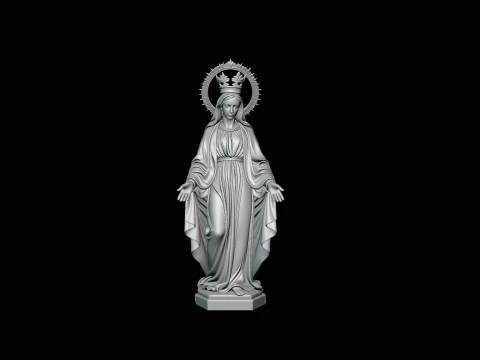 Crowned Madonna Statue Design 3 - 3D Print Model 3D Print Model