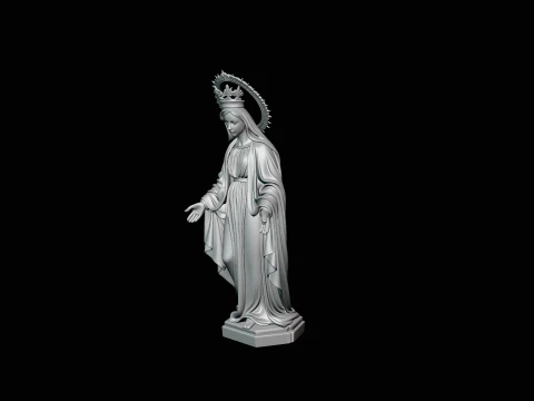 Crowned Madonna Statue Design 3 - 3D Print Model 3D Print Model