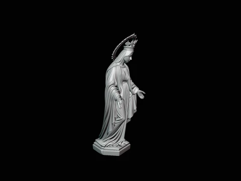 Crowned Madonna Statue Design 3 - 3D Print Model 3D Print Model