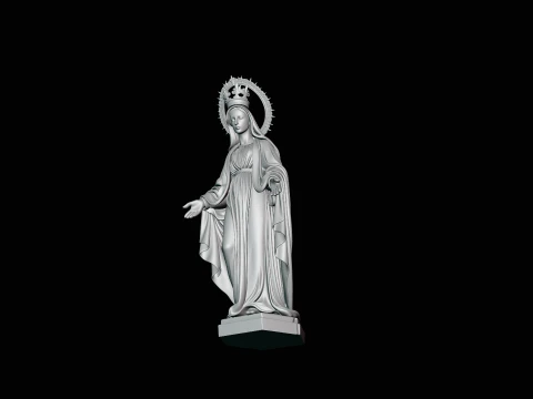 Crowned Madonna Statue Design 3 - 3D Print Model 3D Print Model