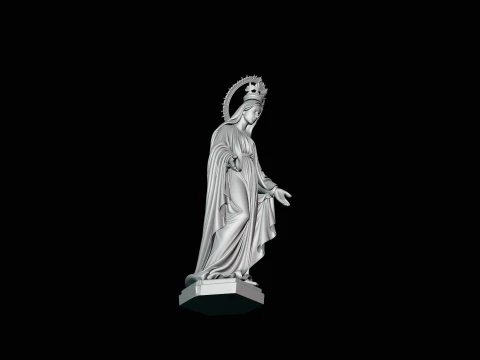 Crowned Madonna Statue Design 3 - 3D Print Model 3D Print Model