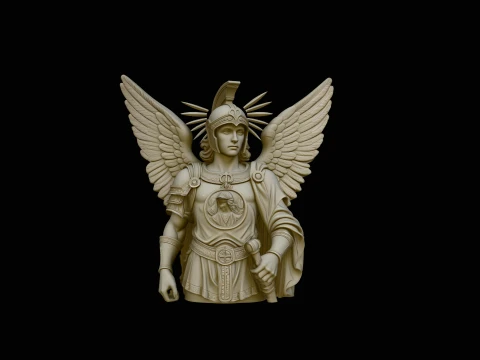 Armored Archangel Warrior Bust Statue Design 1 - 3D Print Model 3D Druckmodell