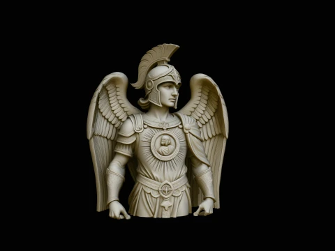 Armored Archangel Warrior Bust Statue Design 2 - 3D Print Model 3D Print Model