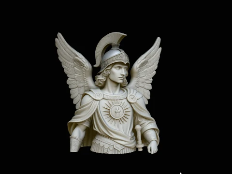 Armored Archangel Warrior Bust Statue Design 3 - 3D Print Model 3D Print Model