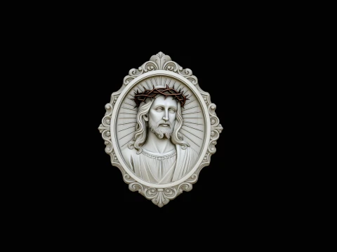 Christ Crown of Thorns Medallion Pendant Design 1 - 3D Print Model Modello di stampa 3D