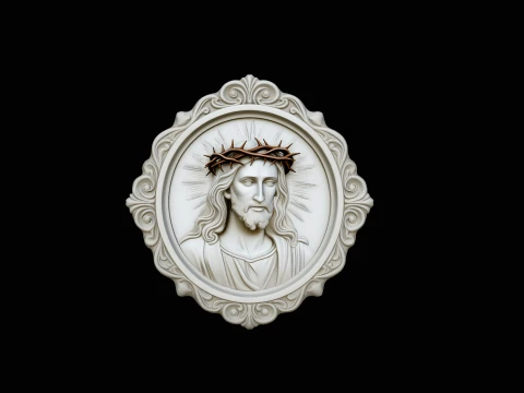 Christ Crown of Thorns Medallion Pendant Design 2 - 3D Print Model Modello di stampa 3D