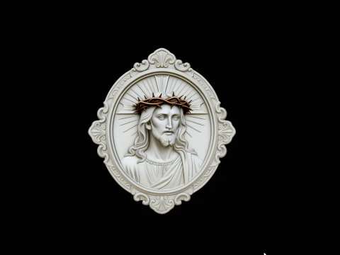 Christ Crown of Thorns Medallion Pendant Design 3 - 3D Print Model Modello di stampa 3D