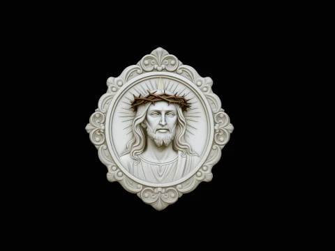 Christ Crown of Thorns Medallion Pendant Design 4 - 3D Print Model Modello di stampa 3D