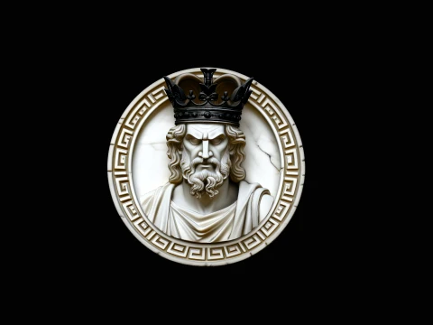 Crowned King Relief Medallion Pendant Design 1 - 3D Print Model 3D printmodel