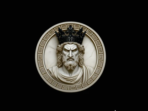 Crowned King Relief Medallion Pendant Design 3 - 3D Print Model 3D printmodel