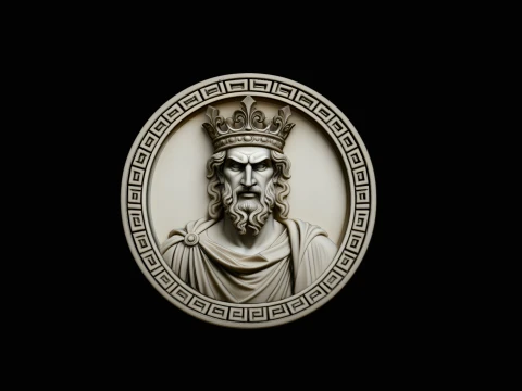 Crowned King Relief Medallion Pendant Design 4 - 3D Print Model 3D printmodel