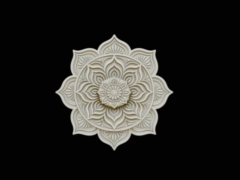 Mandala Lotus Flower Pendant Design 14 - 3D Print Model 3Dプリントモデル