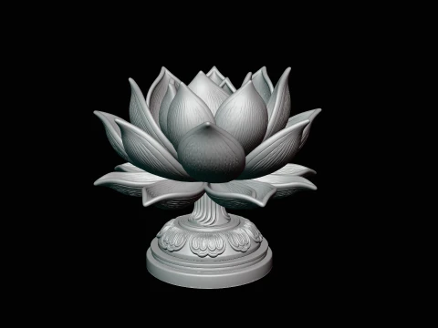 Lotus Flower Statue Design 2 - 3D Print Model 3D Print Model