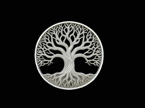 Tree of Life Medallion Pendant Design 5 - 3D Print Model Model do druku 3D