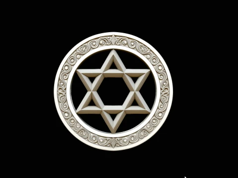 Star of David Medallion Pendant Design 3 - 3D Print Model 3D printmodel