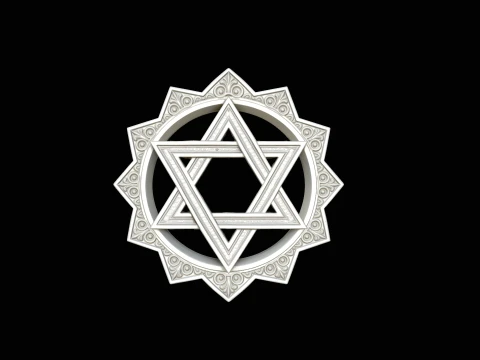 Star of David Medallion Pendant Design 4 - 3D Print Model 3D printmodel