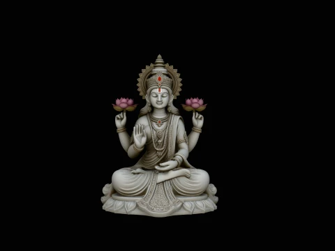 Lakshmi Goddess Statue Design 1 - 3D Print Model 3D Print Model