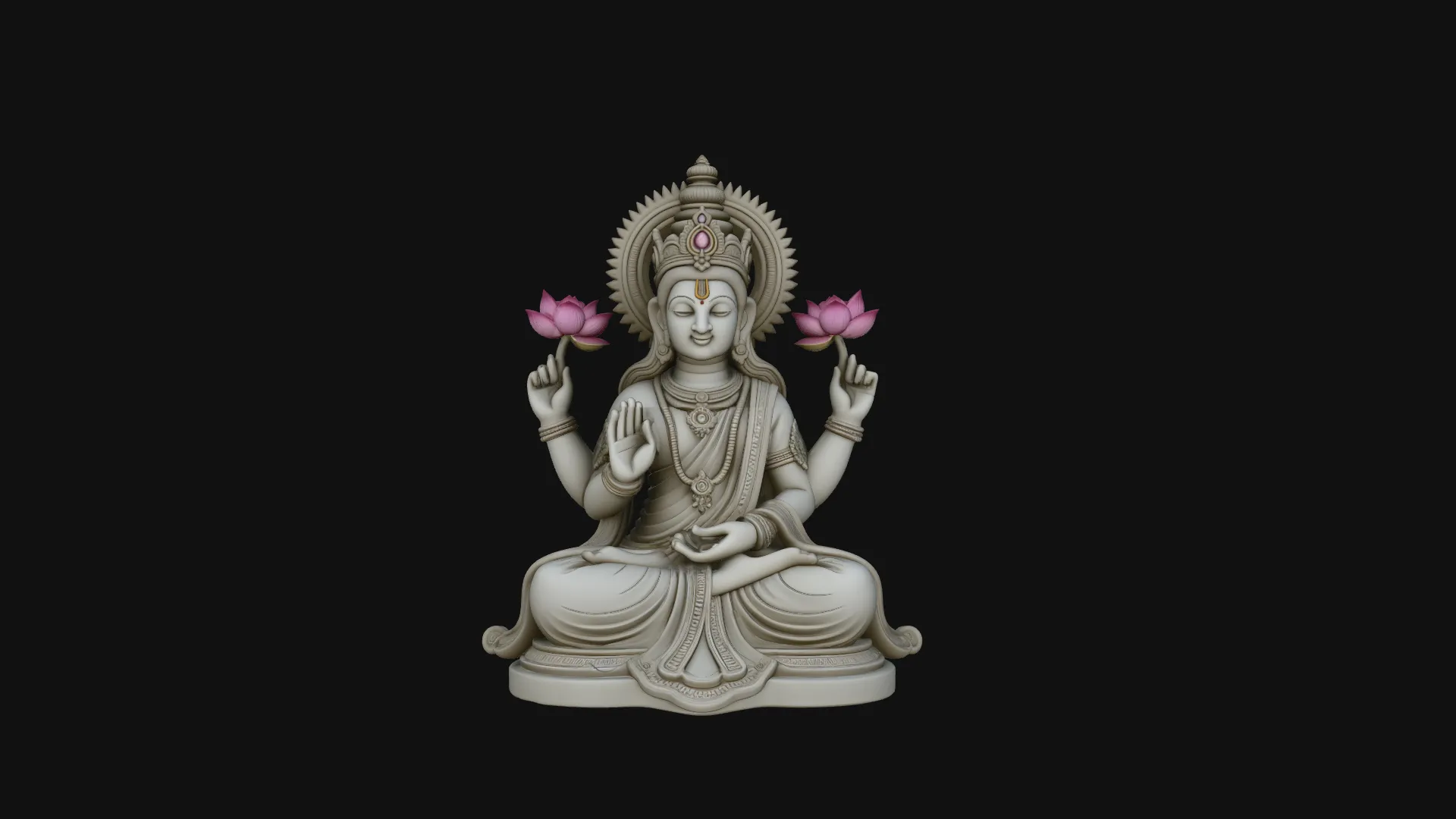 Lakshmi Goddess Statue Design 2 - 3D Print Model 3D Print Model .c4d .max .obj .3ds .fbx .stl .blend 