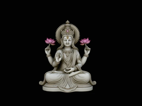 Lakshmi Goddess Statue Design 2 - 3D Print Model 3D Print Model