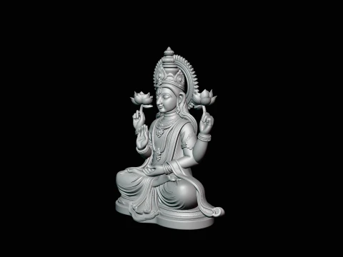 Lakshmi Goddess Statue Design 2 - 3D Print Model 3D Print Model