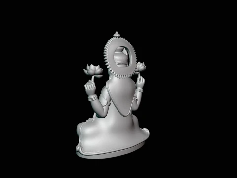 Lakshmi Goddess Statue Design 2 - 3D Print Model 3D Print Model