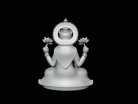 Lakshmi Goddess Statue Design 2 - 3D Print Model 3D Print Model